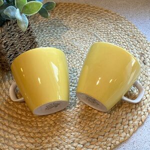 (2) Vintage Mikasa Cera-Stone Yellow Mugs
